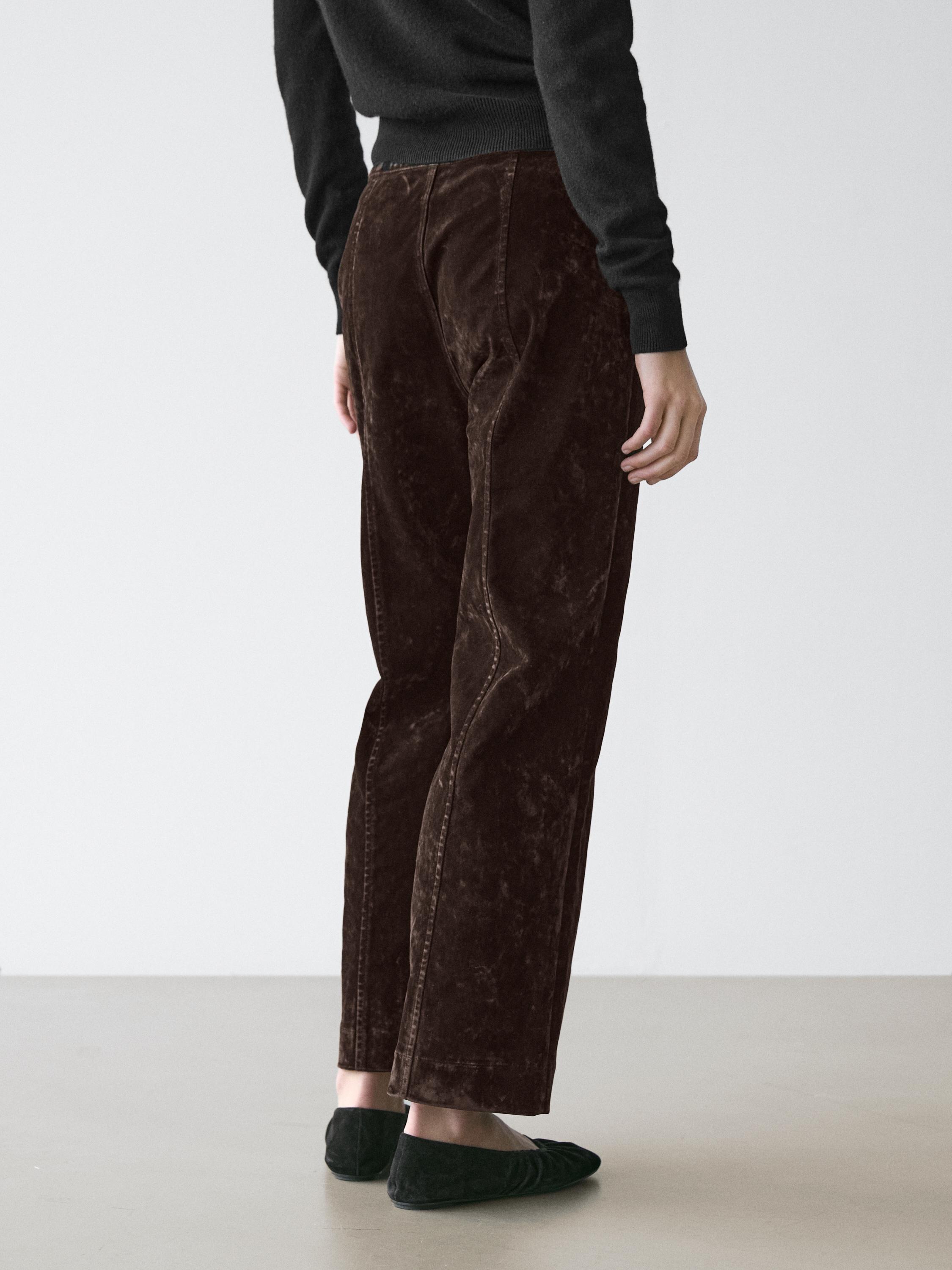 Jean flare taille haute effet velours